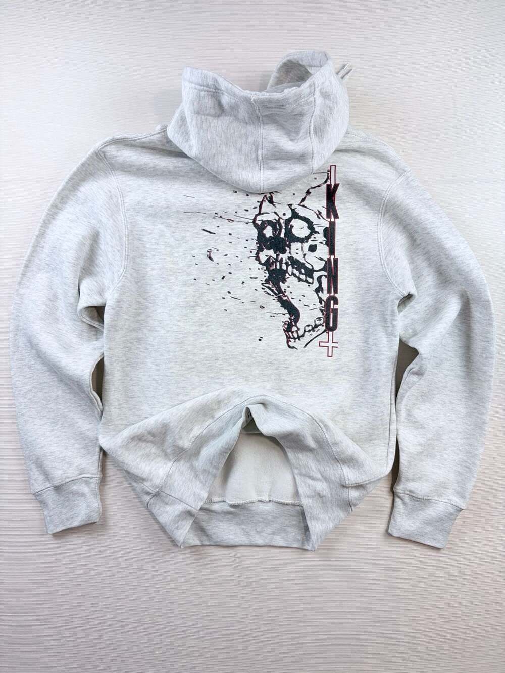 Lane Seven Skull King Graphic Print Light Gray Pullover Hoodie Size S